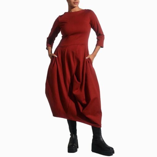 Brick Ember Drape Dress PT26