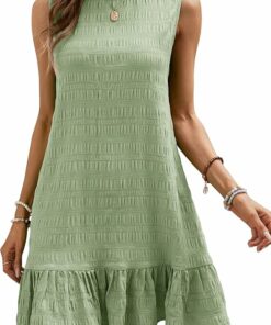 Casual Jacquard Hem Smock Summer Mini Dress PL47