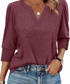 Casual V Neck Long Sleeve Shirt PL29