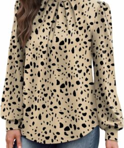Taupe Black Dots Long Sleeve Shirt PL23